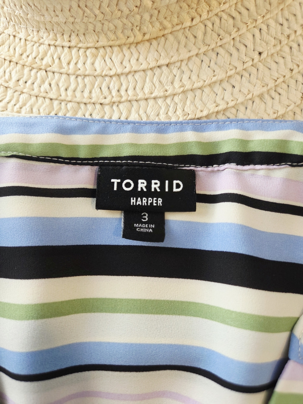 Striped Rouched-Sleeve V-Neck Blouse - Picture 8 of 8
